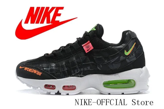 Authentic original AIR MAX 95 TT Men's Running Shoes Air Cushion Breathable Running Shoes black whiteSize 40-46