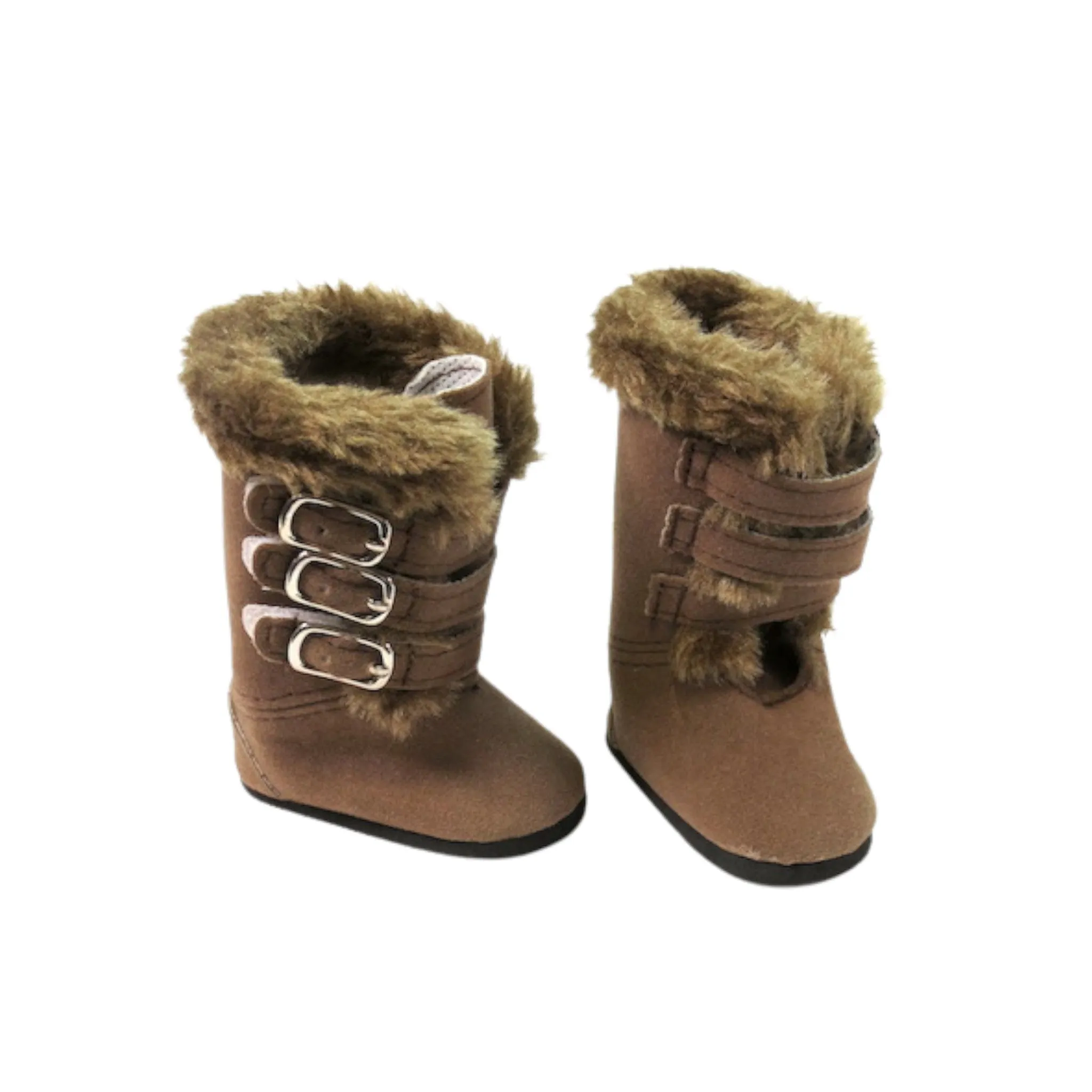 Brown Faux Leather and Fur Boots for 18-inch dolls