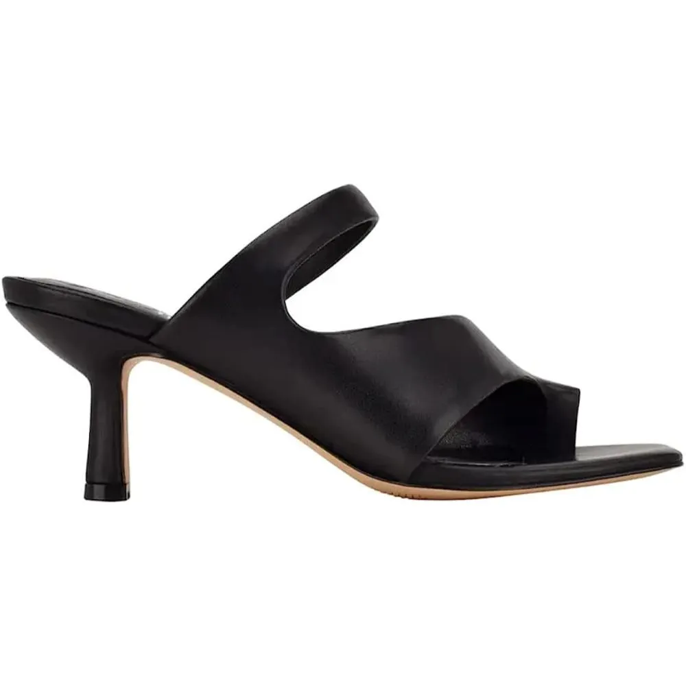 Calvin Klein Women's FIMA Black Leather Heeled Sandal