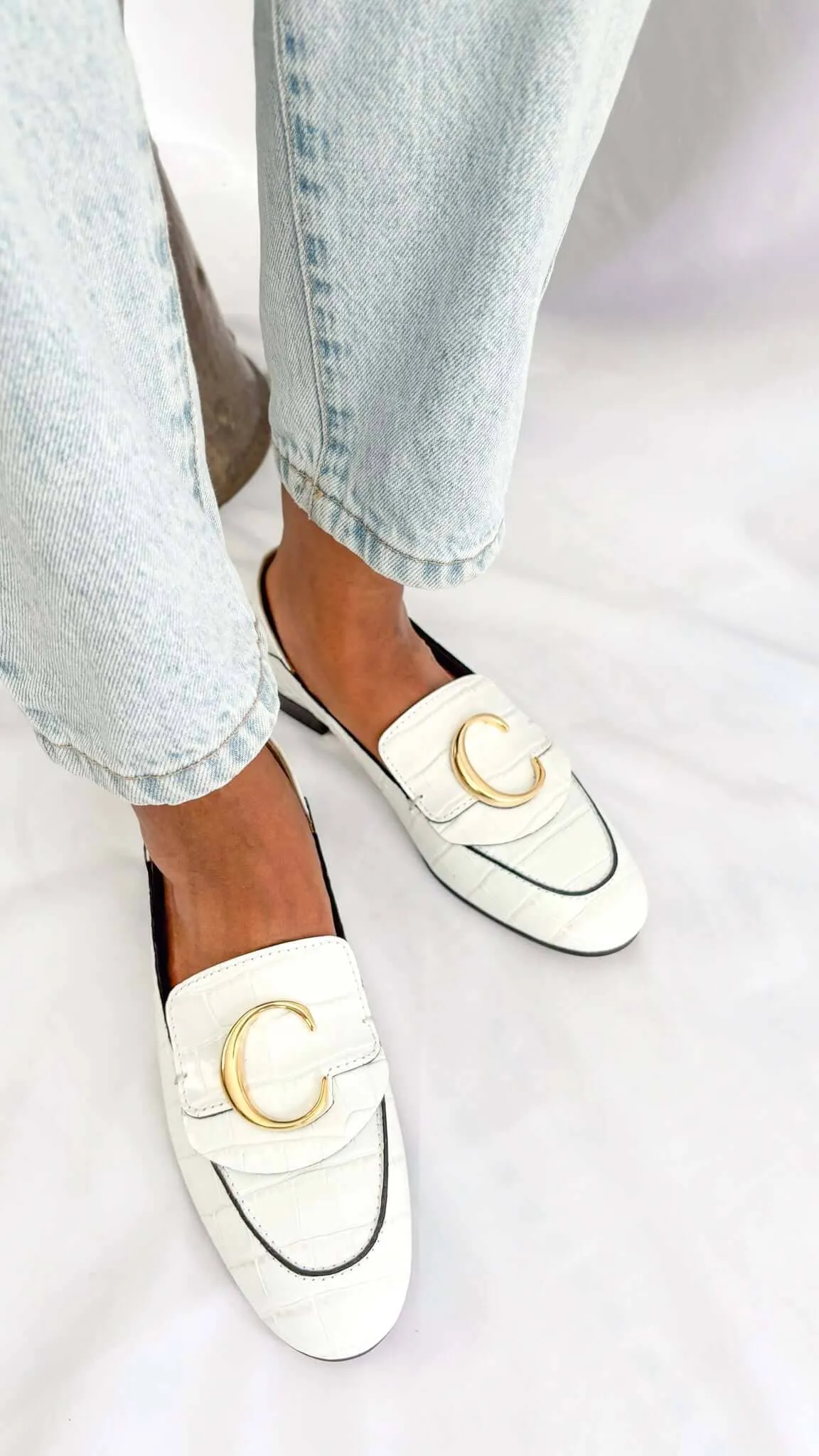 Chloe C Loafers in White