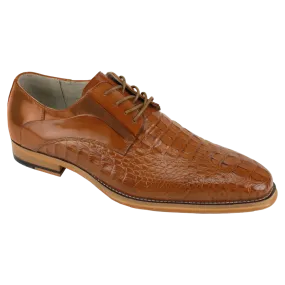 Cognac men's lace-up shoes genuine leather