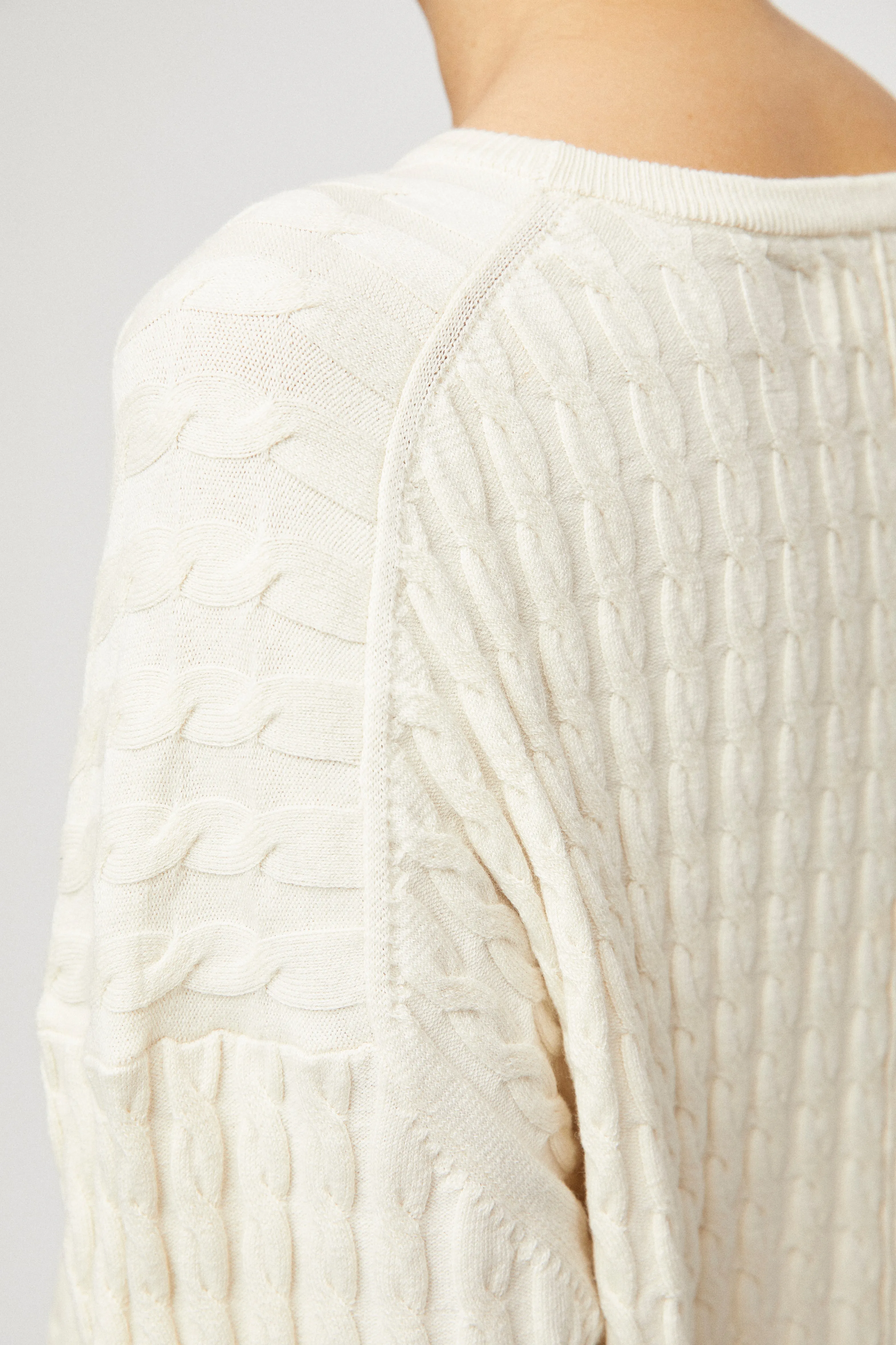 Crew Cable Knit Sweater - Whipped Cream