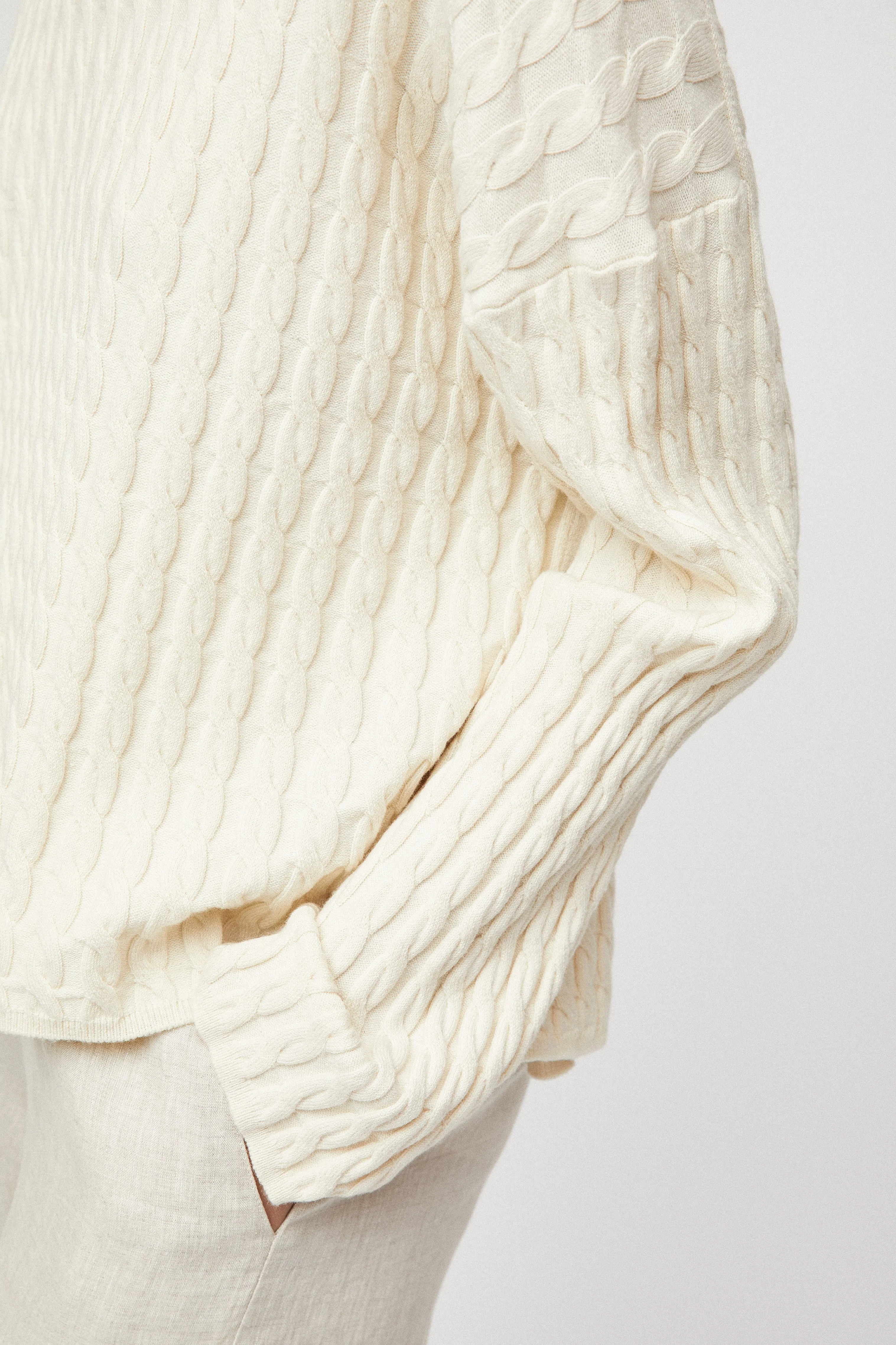 Crew Cable Knit Sweater - Whipped Cream