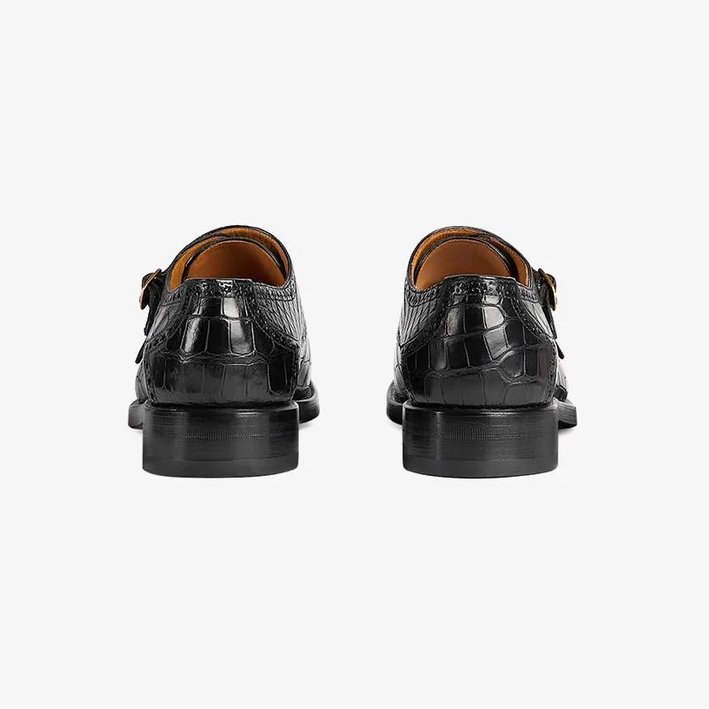 Genuine Crocodile-Embossed Leather Loafers