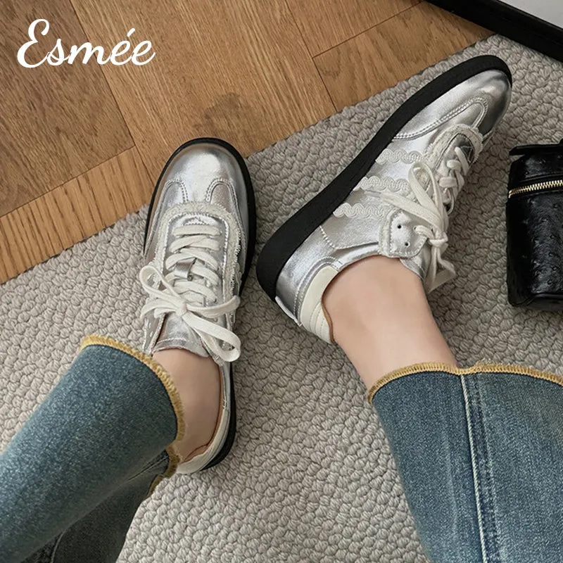 Leather Sneakers with Lace Pattern