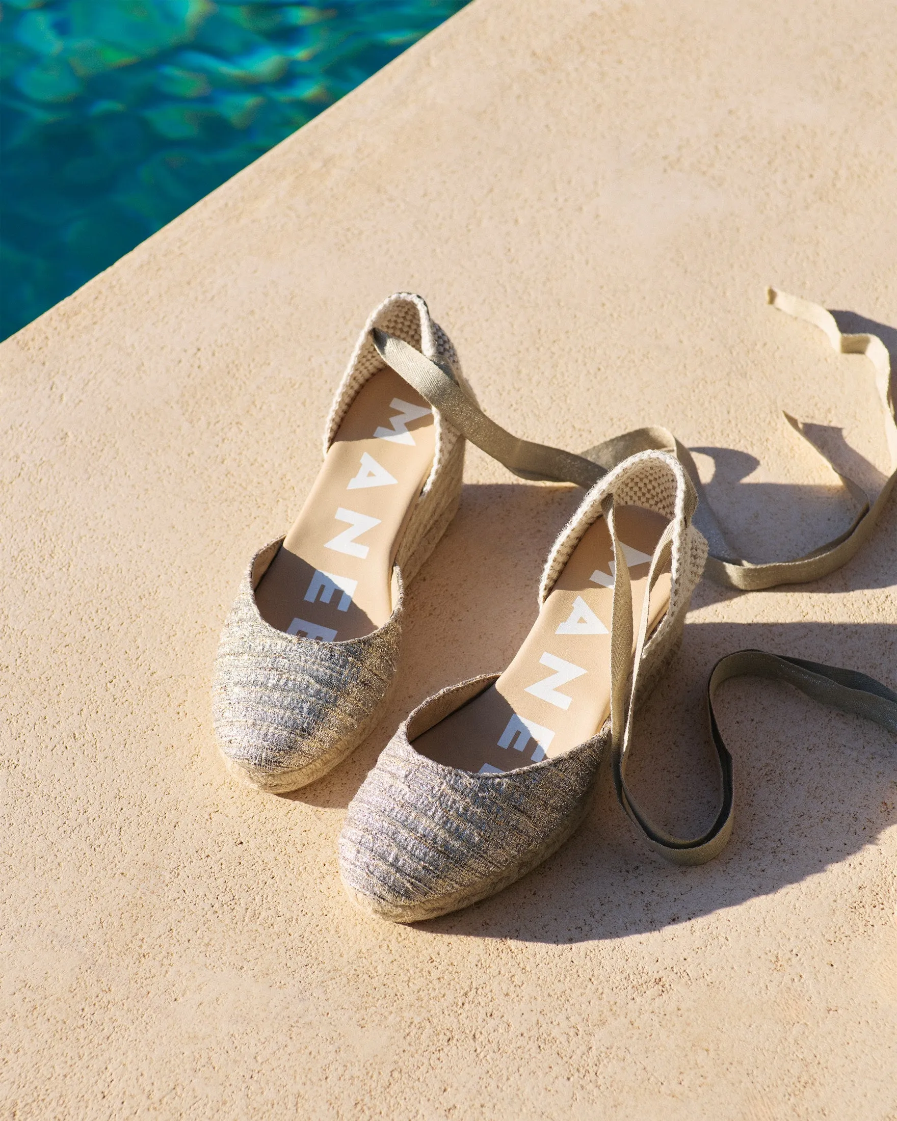 Lurex Cotton Blend Low Wedge Espadrilles - H31WL - Monaco Platinum