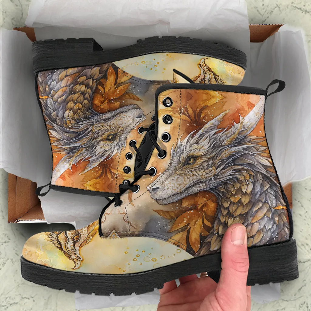 Majestic Dragons Women's Vegan Leather Combat Boots