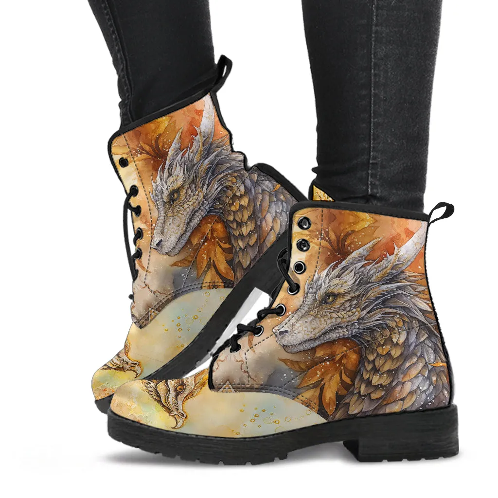 Majestic Dragons Women's Vegan Leather Combat Boots