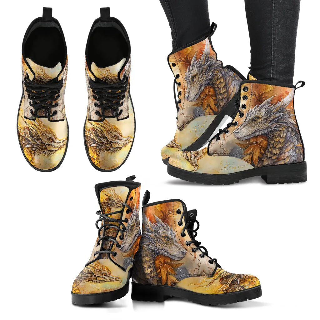 Majestic Dragons Women's Vegan Leather Combat Boots