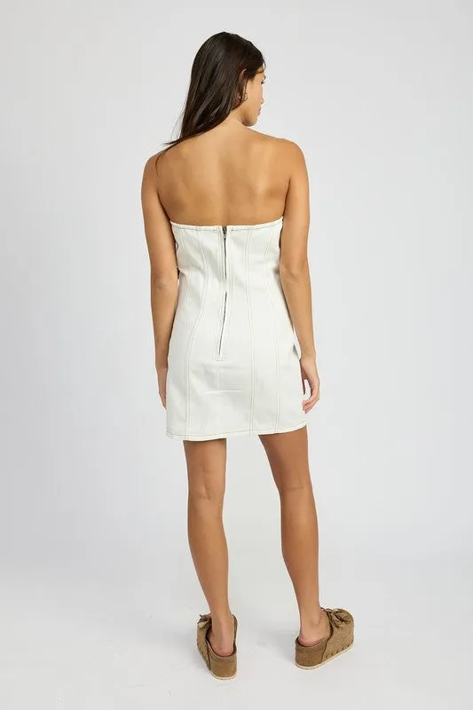 Modern Edge Denim Strapless Mini Dress