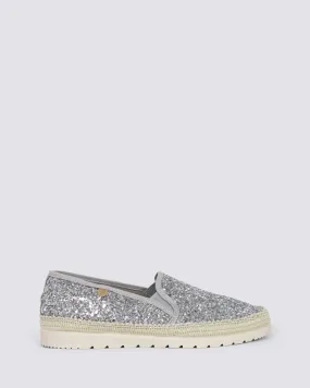 NURIA FLATS PLATA GLITTER LEATHER