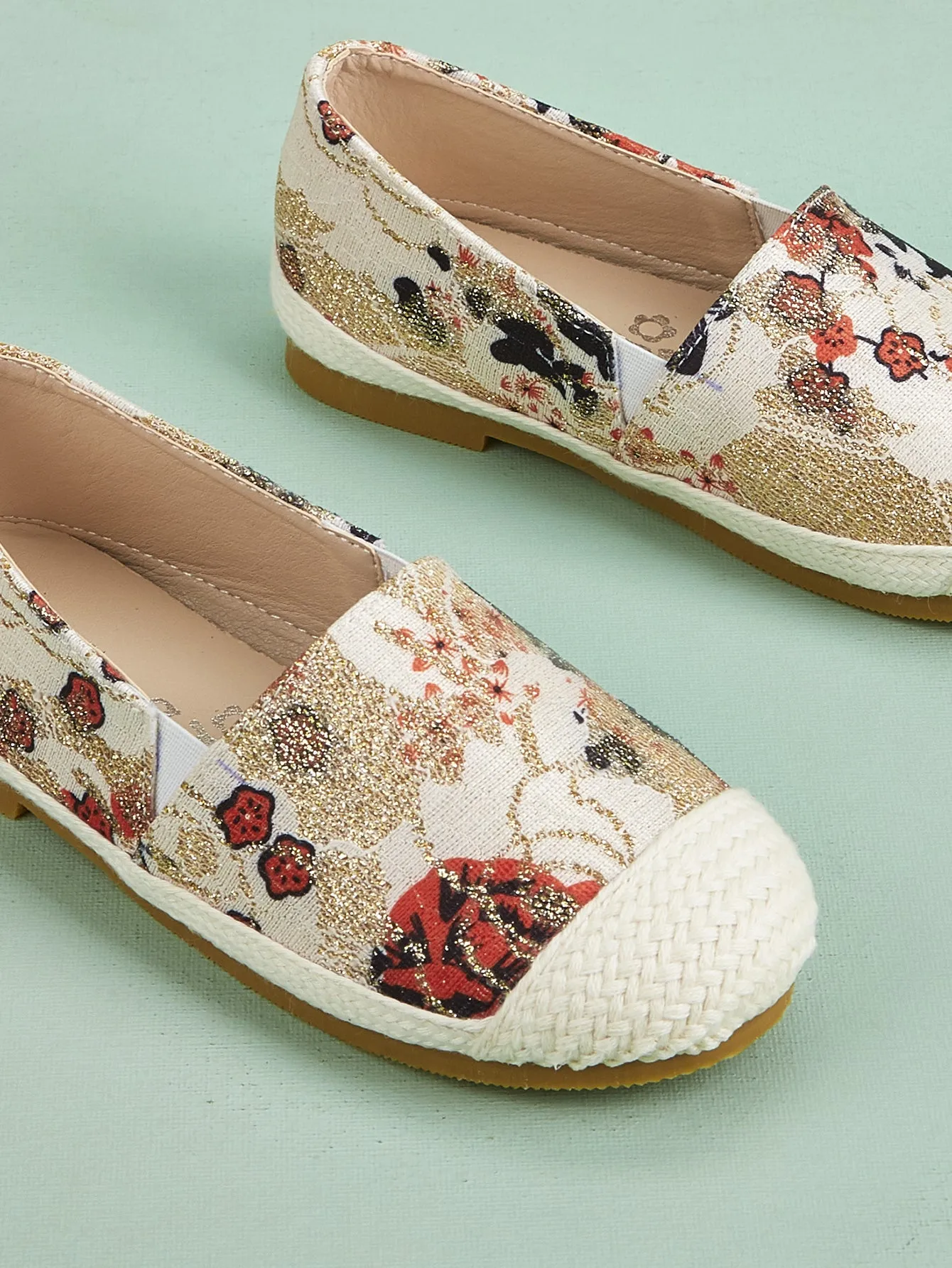Orange Floral Print Espadrilles