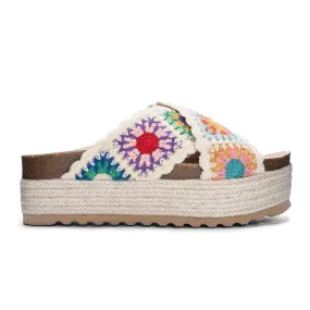 Plays Crochet Platform Slide Chunky Mule Sandals