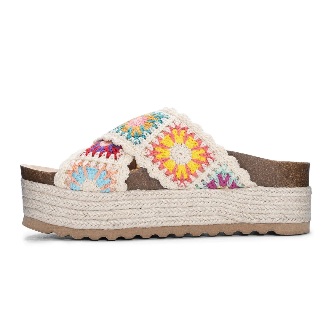 Plays Crochet Platform Slide Chunky Mule Sandals