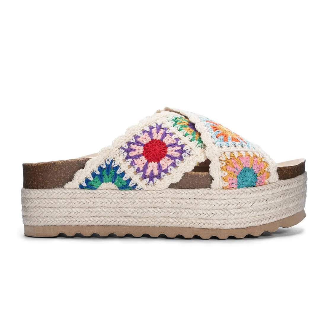 Plays Crochet Platform Slide Chunky Mule Sandals