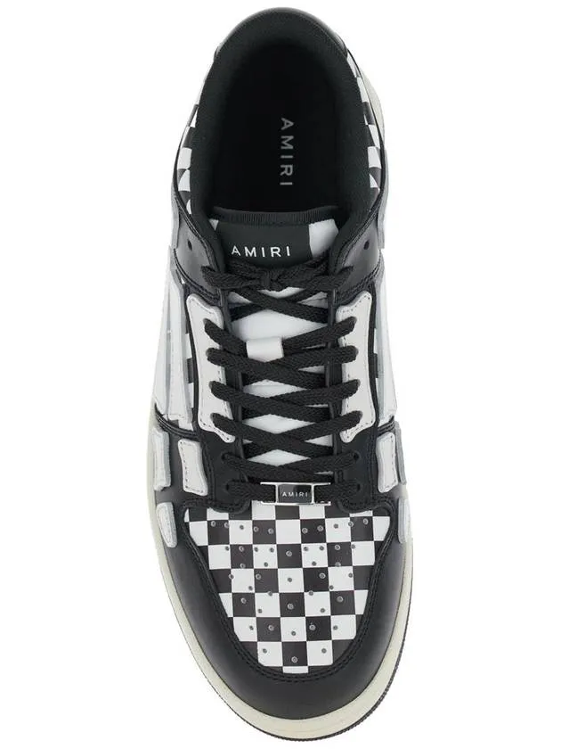 'Skel Top Low' Black And White Bi-Color Sneakers With Skeleton Patch With Check Motif In Leather Man