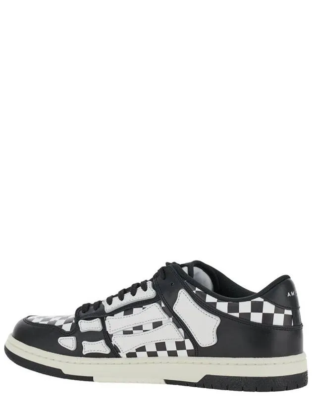 'Skel Top Low' Black And White Bi-Color Sneakers With Skeleton Patch With Check Motif In Leather Man