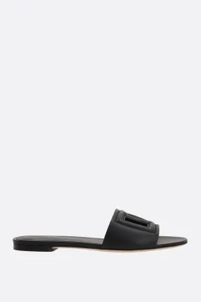 Smooth Leather Logo Slide Sandals