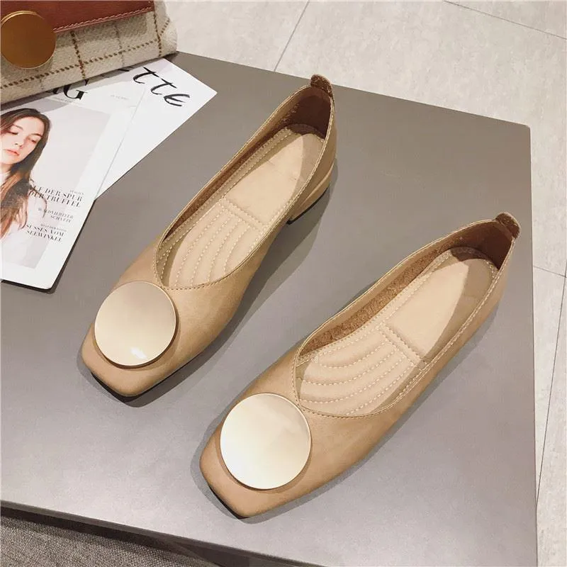 Square Toe Elegant Date Flat Heel Shoes