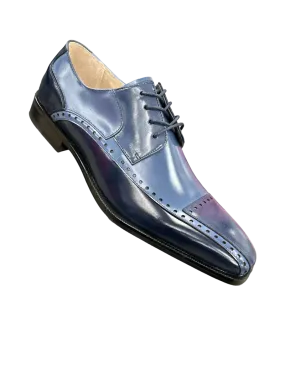 Stacy Adams Plaza Men's Multi Color Navy Blue Lace-Up Dress Shoes Oxford Cap Toe