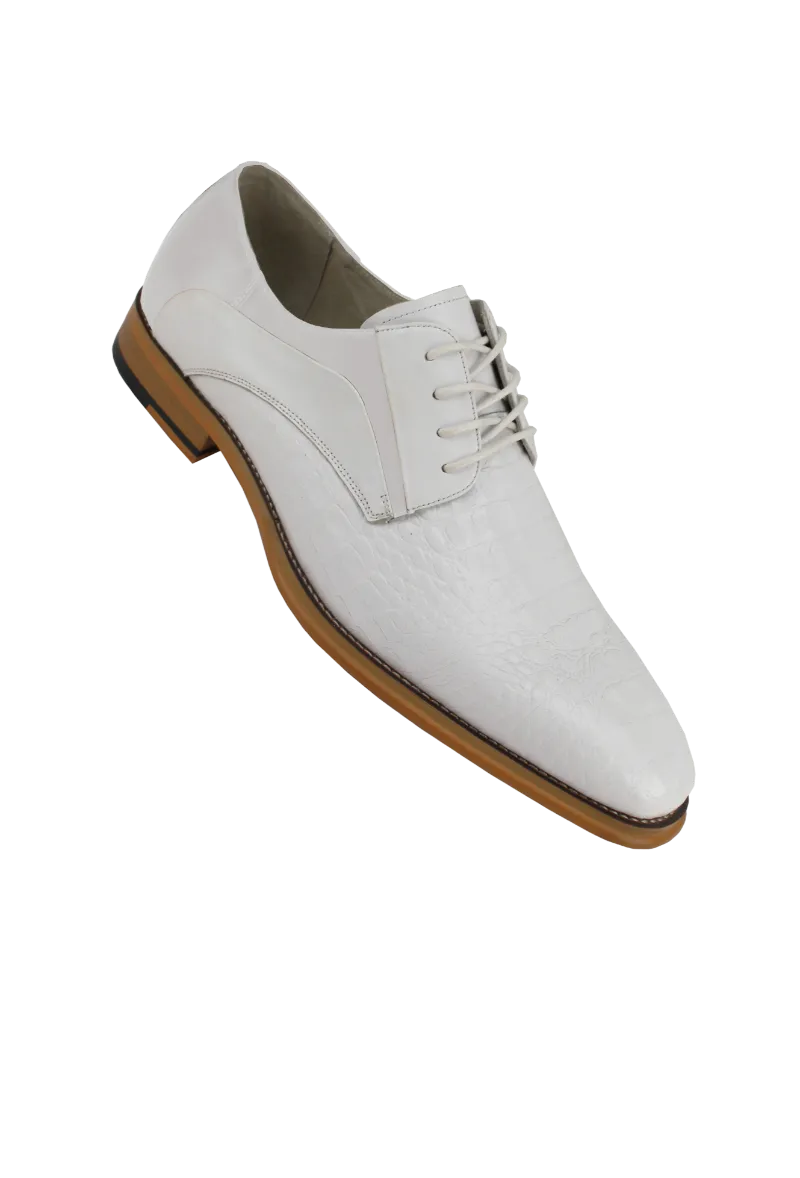 White lace-up men's dress shoes Italian style genuine leather