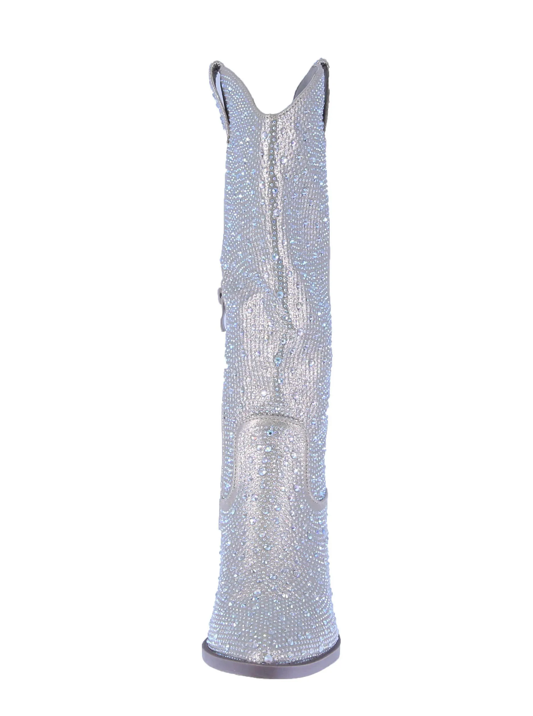 WOMAN'S SHOES CHAMPAGNE RHINESTONE/GLITTER BOOTS RIVER-11