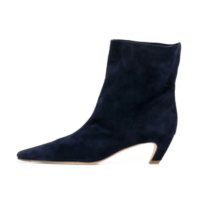 Women's Square Head Chunky Heel Short Boots