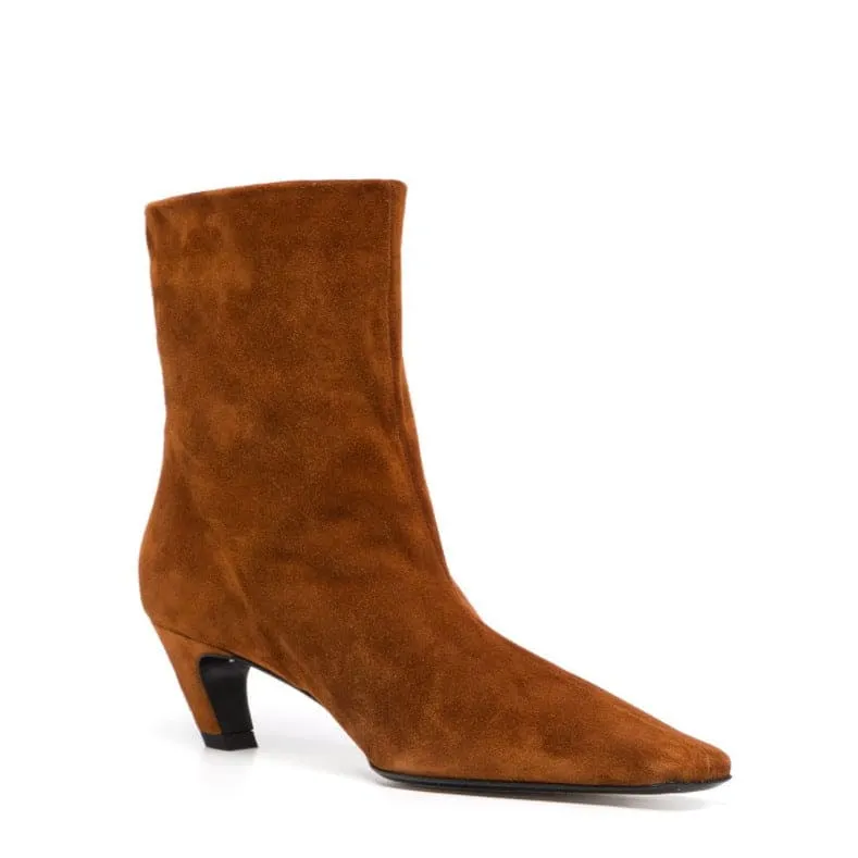 Women's Square Head Chunky Heel Short Boots